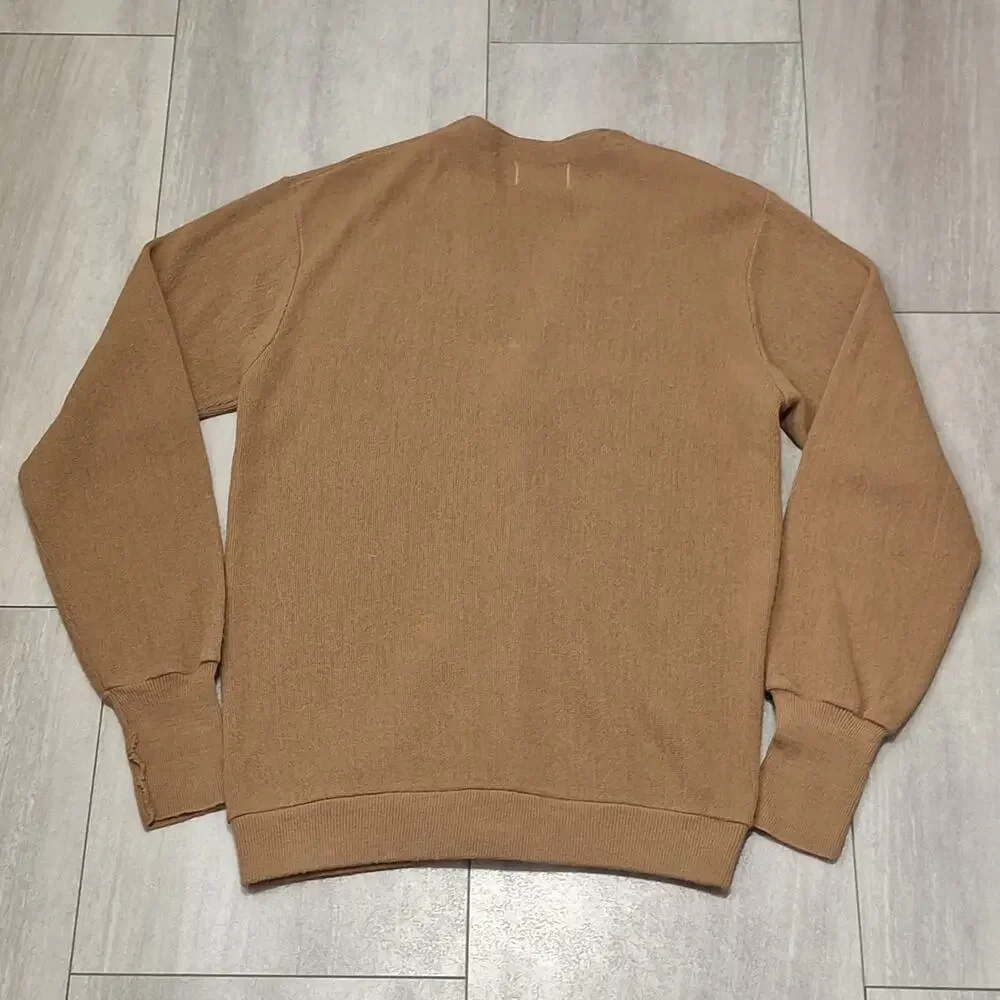 Vtg IZOD Lacoste 1970s Tan Knit Men’s Button Cardigan Sweater Sz L Kurt Cobain